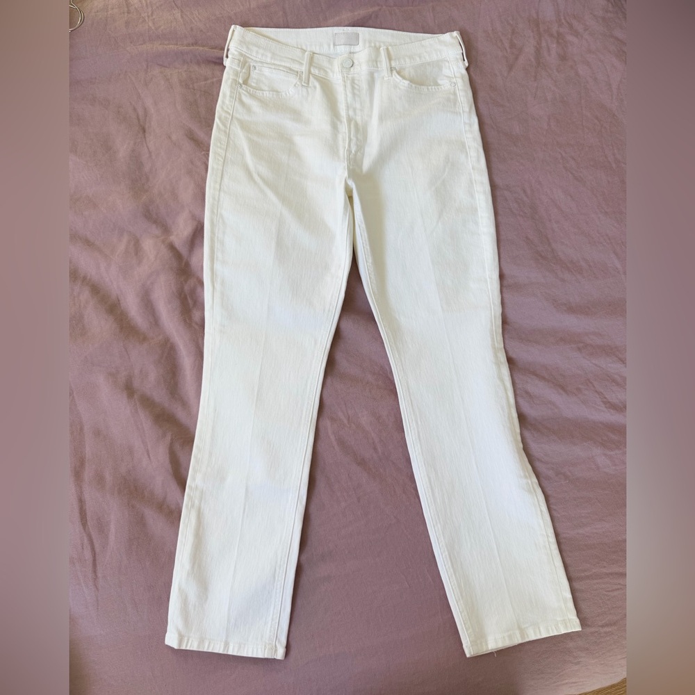 MOTHER Women's White Straight Leg Jeans